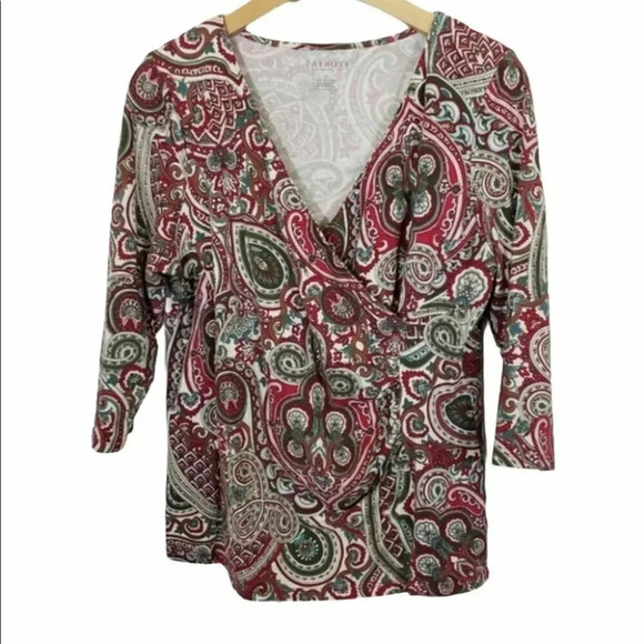 Talbots LP paisley cotton‎ blend top - Picture 1 of 4
